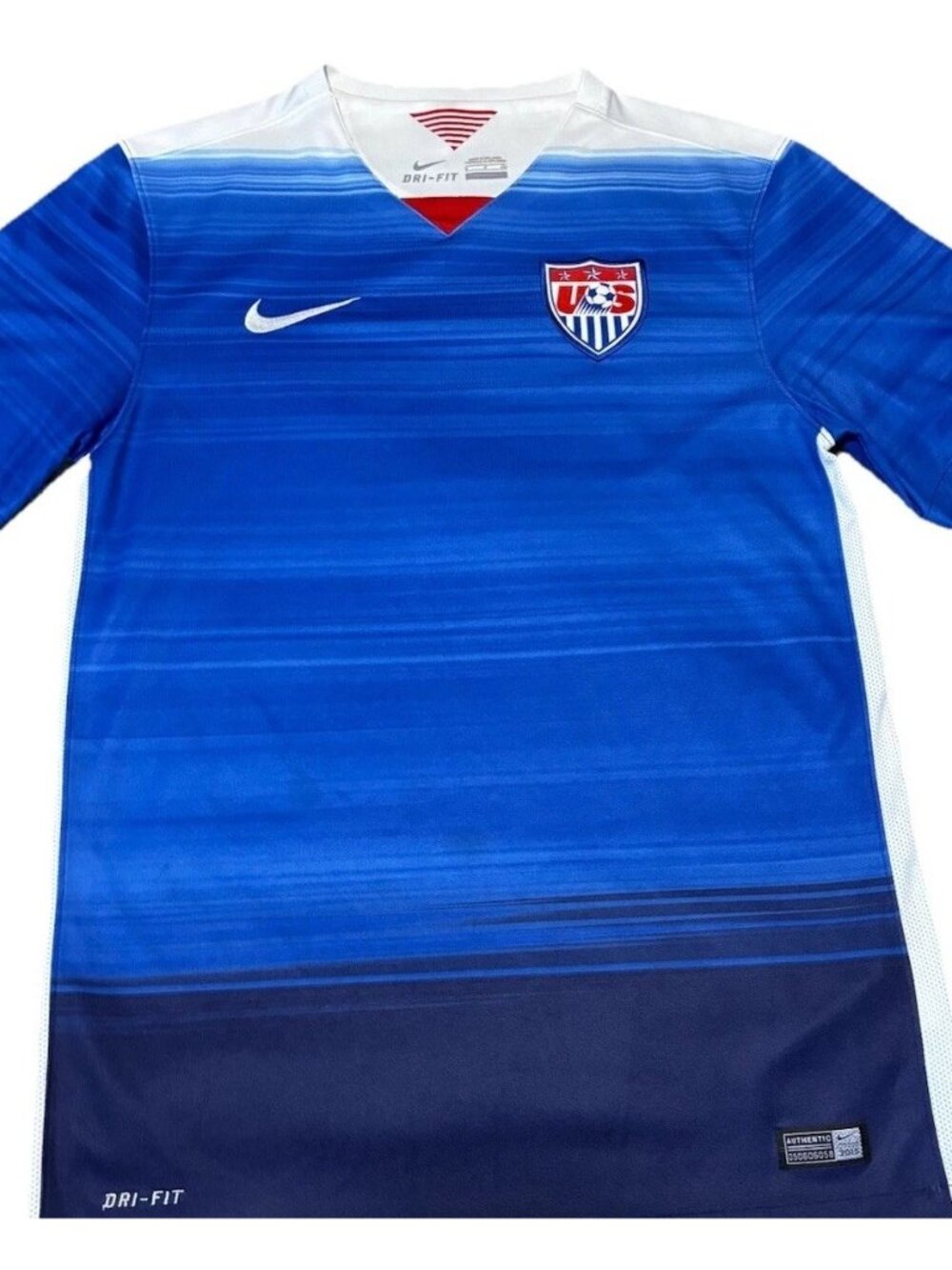 Nike USA Soccer Jersey Men M 2015 Authentic Away Blue Gradient Match 640855-480